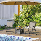 Yaheetech Outdoor Patio Chairs Set of 4, Folding Patio Chairs with Metal Frame, Armrests, Portable Dining Chairs for Camping, Lawn, Garden and Porch, Brown