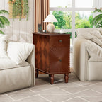 Narrow End Table with Charging Station，Modern Sofa Side Table with 2 Drawers，Narrow Side Tables with Storage Cabinet, Wood Slim Nightstand, End Tables for Living Room, Bedroom