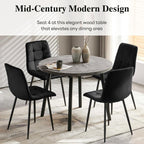 NORDICANA 5 Pieces Round Dining Table Set, 37 Inch Kitchen Table and Chairs for 4 Person, Space Saving Breakfast Nook Table with Black Velvet Upholstered Dining Chairs