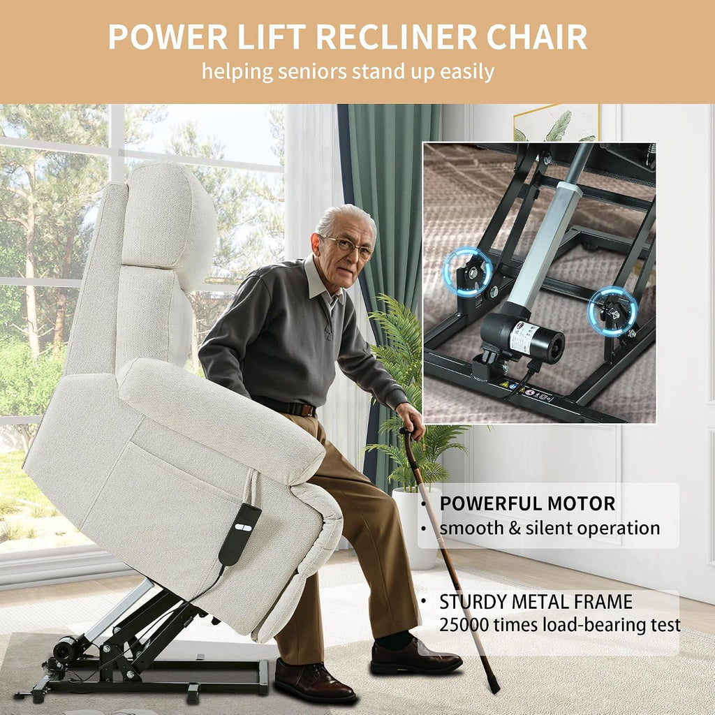 Electric Power Lift Recliner Chair for Elderly and Seniors,Oversized Recliner with Remote Control, Side Pocket, Spacious Seat, Perfect Home Theater Recliner Chair (Light Gray)