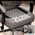 Vonesse Gaming Chair, Office Chair with Linen Breathable Mesh Fabric, Desk Chair with Adjustable Lumbar Support, Executive Computer Chairs with Footrest and Headrest (Gray)