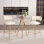 2 Pack Round Bar Table, 37.4" High Pub Table, 31" Small Cocktail Tables with Metal Base & Glass Top, for Small Spaces, Bistro Pub, Cafe(Gold)