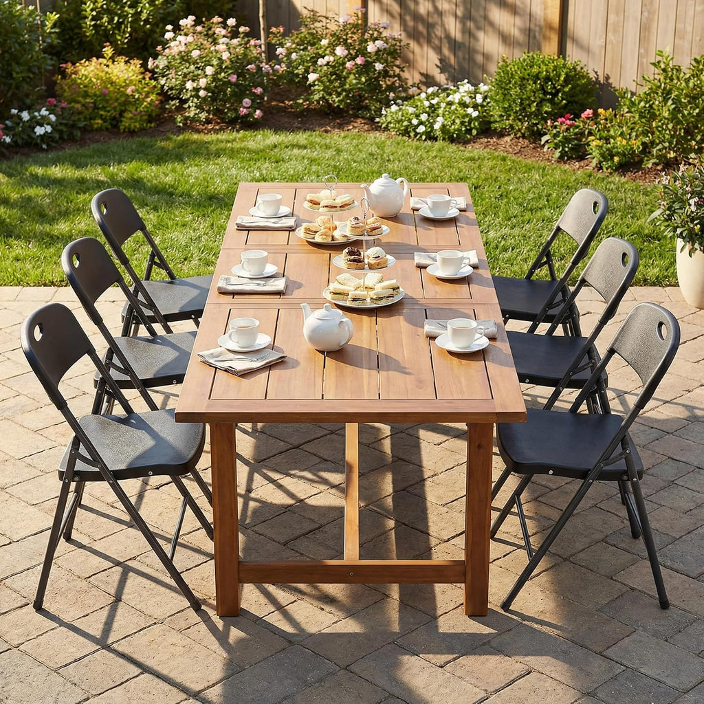DUMOS 2 Pack Black Folding Chairs, Plastic Portable Stackable Dining Chairs with Metal Frame, for Indoor Outdoor, for Home and Office, Conference, Party, Event, Wedding, Birthday, Black