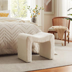 Ottoman Vanity Stool Chair Small Footstool Seating Backless Modern Foot Rest Teddy Velvet Ottoman for Makeup Room Living Room Bedroom Entryway,White (Single 1)