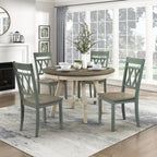 Lexicon Farmhouse Wood Dining Chair, Set of 2, Double Cross Back, Rustic Armless Chairs, Kitchen and Dining Room Furniture, Two-Tone Finish (Greywash and Antique Teal)