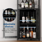 IDEALHOUSE Corner Bar Wine Cabinet with Glass Holder Wine Bar Rack Cabinet with Mesh Door & Glass Holder,Industrial Liquor Cabinet for Home, Kitchen, Dinning Room,Black