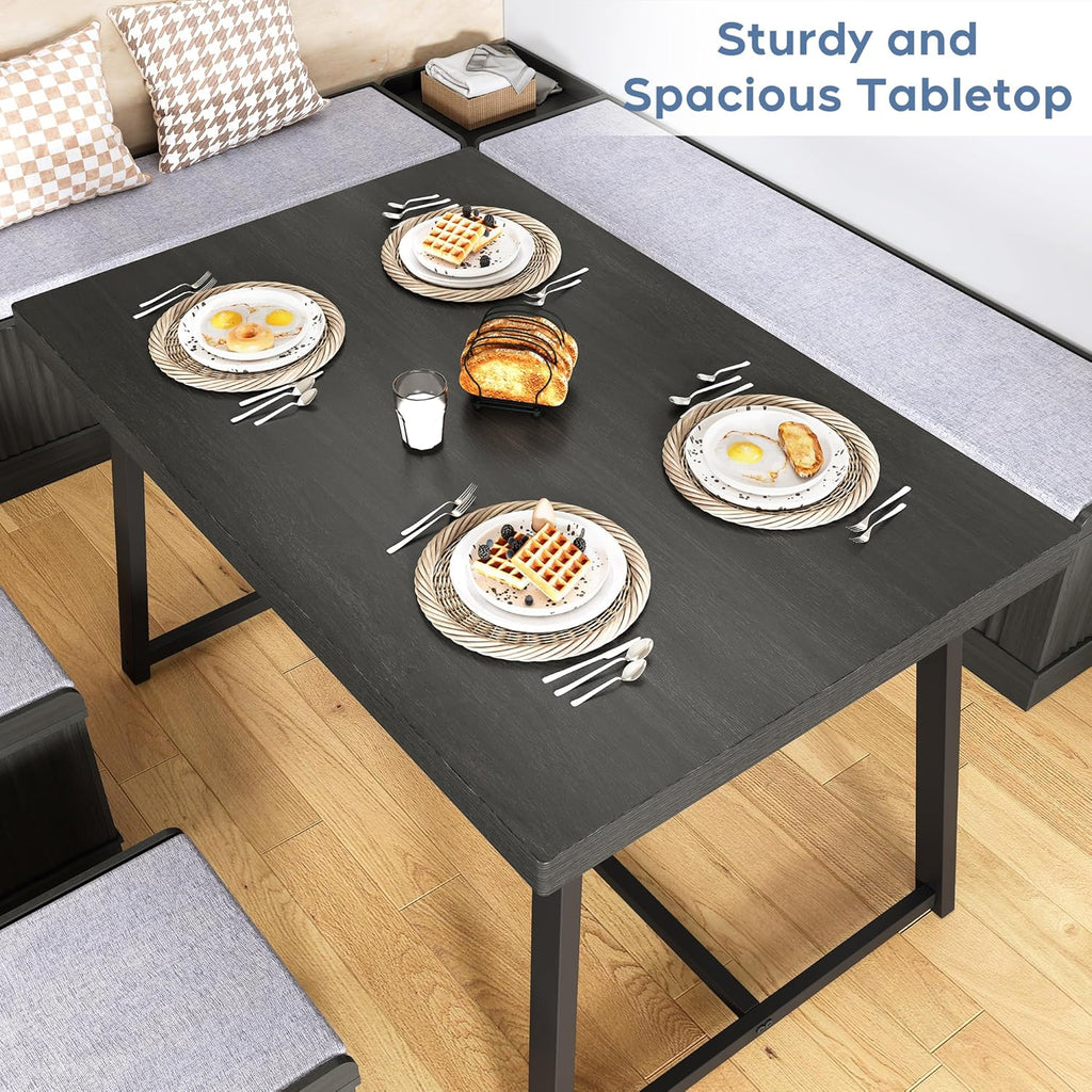 XIAO WEI Corner Dining Table Set, 6-Piece Breakfast Nook Dining Set with Storage Bench and Stools, 47" Banquette Seating for Small Space, Apartment Kitchen & Dining Room, Espresso Brown Wood