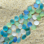 HappyFiller 1 LB Decorative Matted Sea Glass Gems Flat Marbles Gemstones,Weighted Fillers for Flower Vases,Craft Mosaics,Fishbowl Pebbles Stones,Candle Holder,Fountain Beads,Blue Green Mix