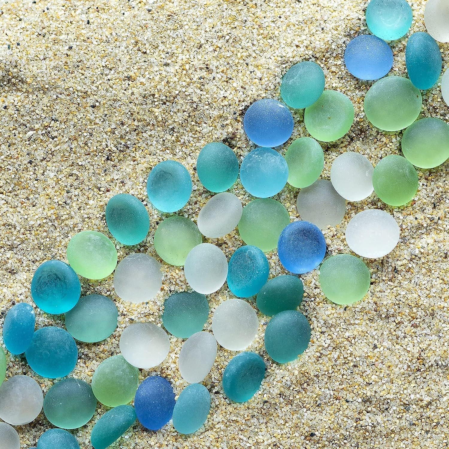 HappyFiller 1 LB Decorative Matted Sea Glass Gems Flat Marbles Gemstones,Weighted Fillers for Flower Vases,Craft Mosaics,Fishbowl Pebbles Stones,Candle Holder,Fountain Beads,Blue Green Mix