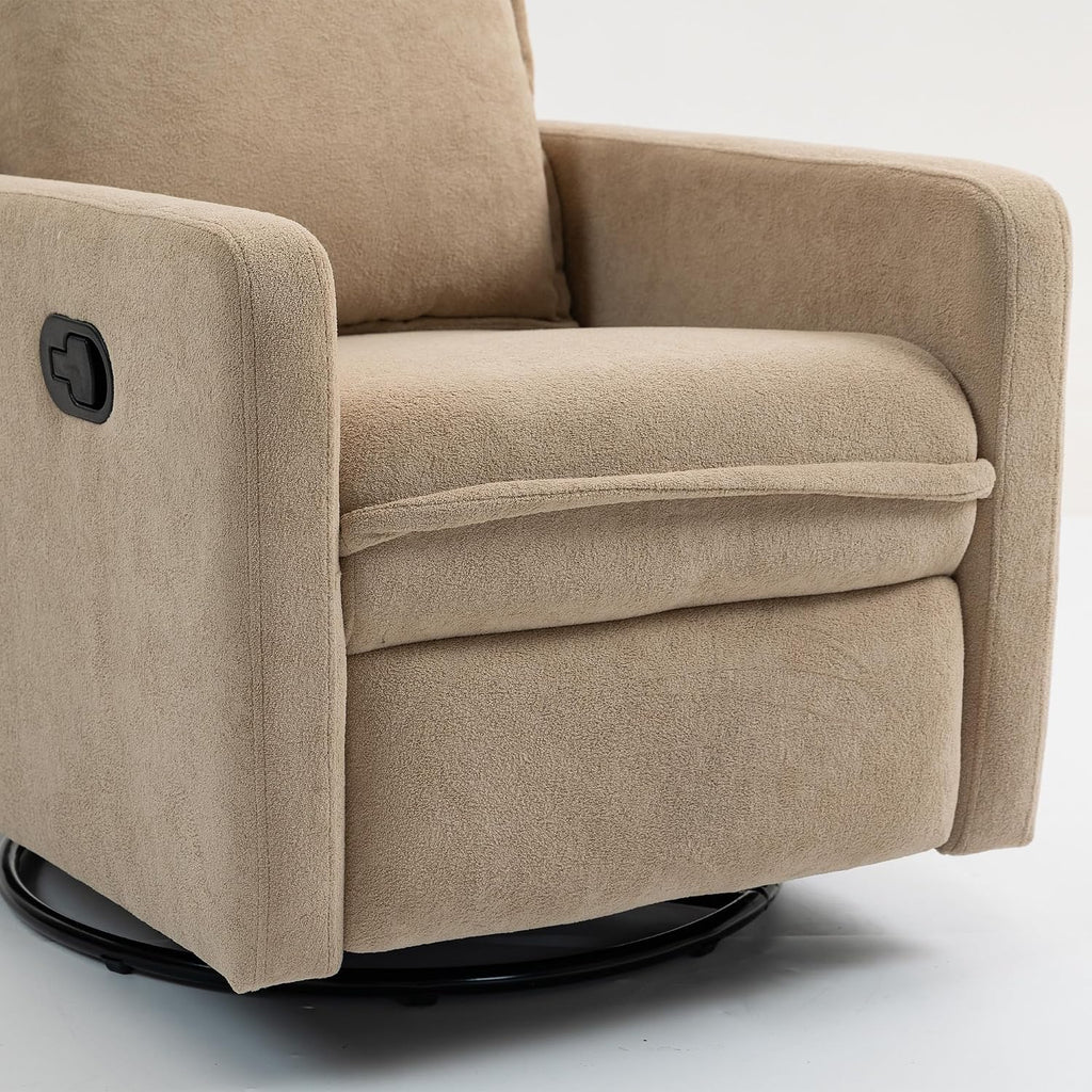 ERYE Modern Manual Reclining Chair Glider Rocker Chair with Swivel for Living Room Bedroom, Manual Lovely Recliner Armchair Boucle Upholstered 360° Swivel Nursery Armchair