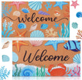 Booson 2 Pcs Welcome Mat Front Door Coastal Beach Coir Doormat Starfish Seashell Non Slip Entrance Door Rugs for Summer Outdoor Indoor Holiday Home Bathroom Decoration 29.5 x 15.8 inch