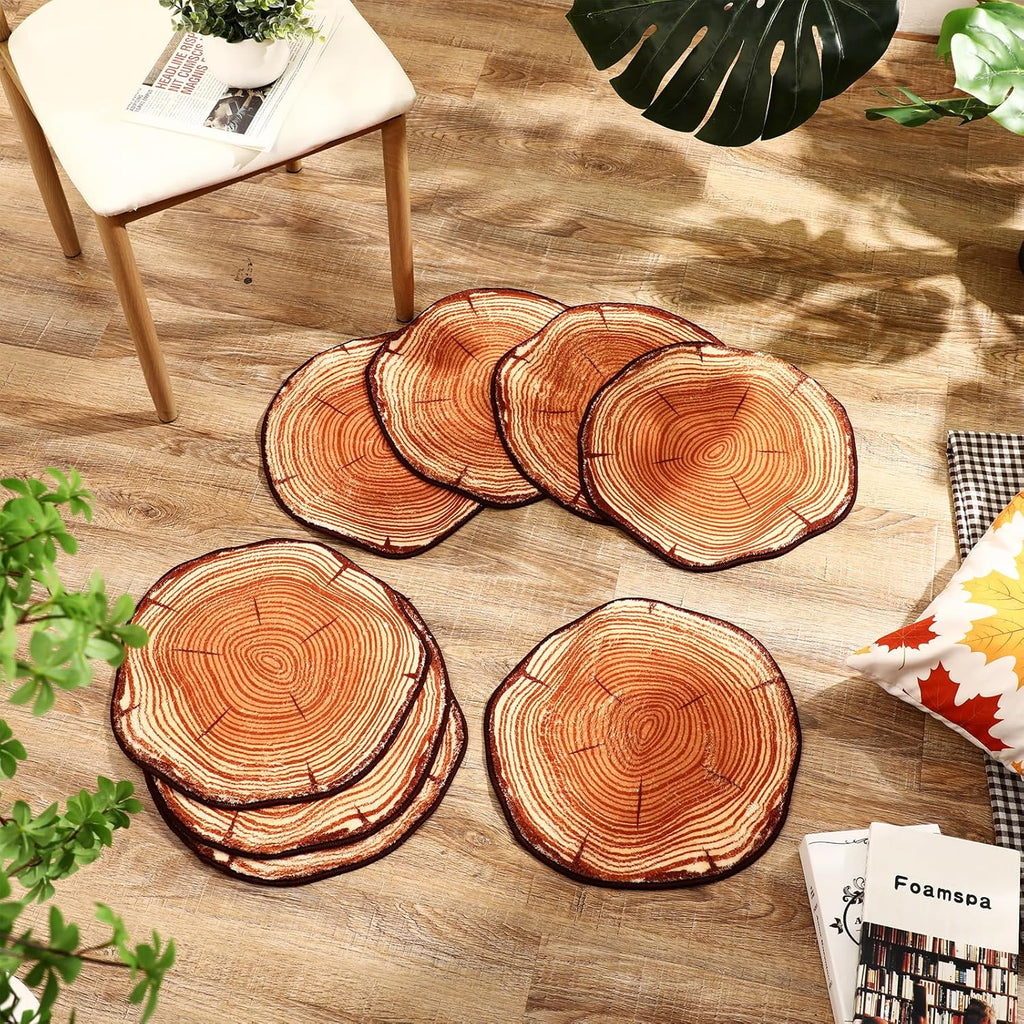 12 Pcs Round Carpet Rugs 15 Inch Non Slip Accent Mats Soft Plush Floral Floor Mats for Living Room Bedroom Entryway Vanity Dorm Apartment Home Decor (Stump)