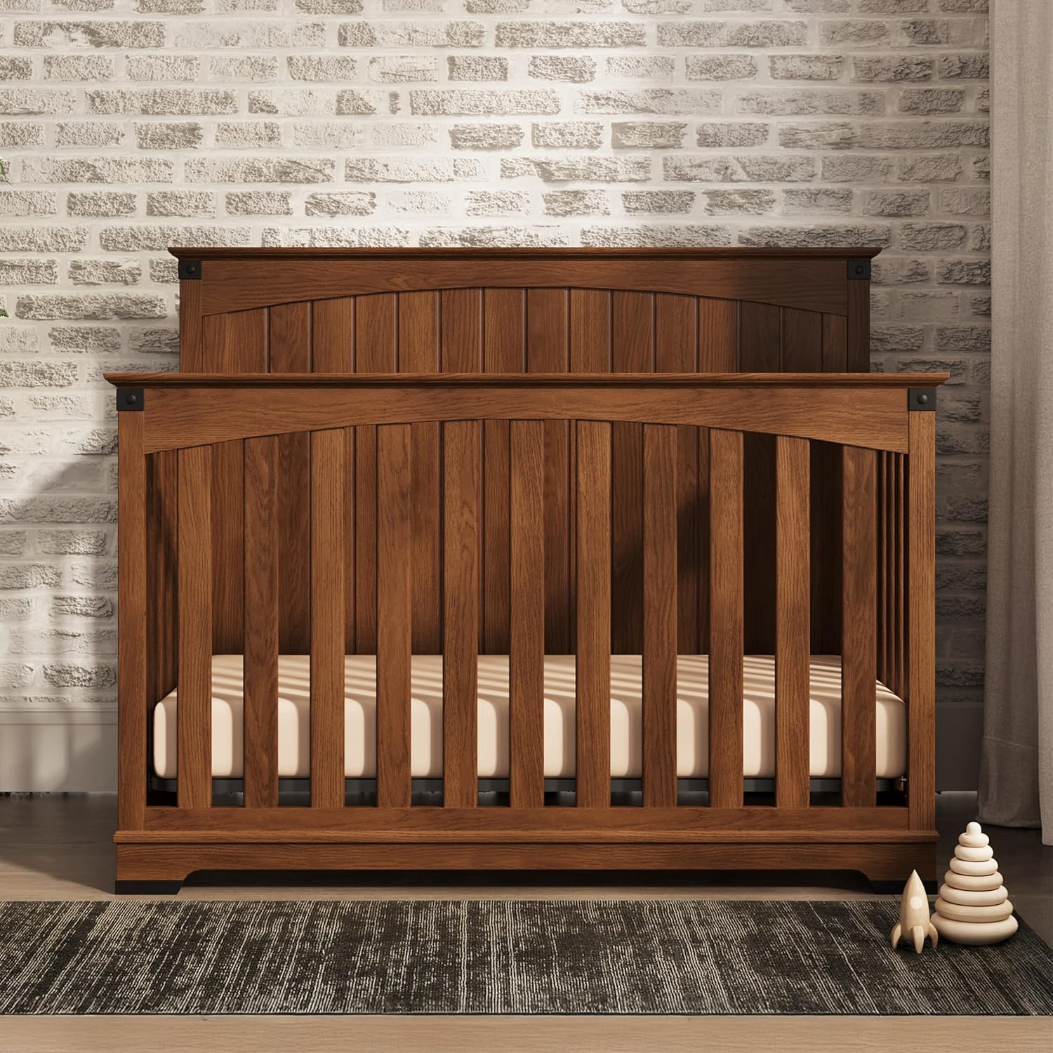 Child Craft Redmond Full Panel Crib, Dresser and Chest Nursery Set, 3-Piece, Includes 4-in-1 Convertible Crib, Dresser and Chest, Grows with Your Baby (Coach Cherry)