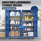 Kitchen Pantry Storage Cabinets, 75" Tall Metal Storage Cabinet with Doors and 4 Shelves, Blue Pantry Cabinet, Utility Kitchen Cupboard, Large Steel Cabinets for Dining, Office, Living Room