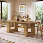 Tribesigns Farmhouse Wooden Dining Table, 63-Inch Rectangular Kitchen Table with Heavy Duty Legs for Kitchen & Dining & Living Room, Brown