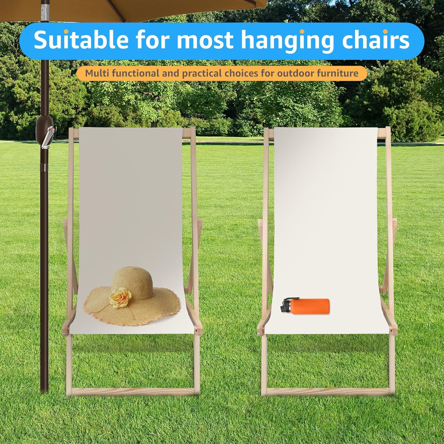 Deck Chair Sling Replacement, 45×16.9" Patio Sling Lounge Chairs Canvas, Folding Lounge Repair Cloth DIY Replacement Kits for Sunbathing Garden Courtyard Beach Relaxation (No Pillow)