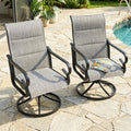 NUU GARDEN Patio Swivel Dining Chairs Set of 2, Outdoor Swivel Rocker Chairs with High Back Textilene Seat and Powder Coated Frame, for Lawn Porch Garden, Light Gray