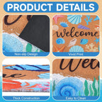 Booson 2 Pcs Welcome Mat Front Door Coastal Beach Coir Doormat Starfish Seashell Non Slip Entrance Door Rugs for Summer Outdoor Indoor Holiday Home Bathroom Decoration 29.5 x 15.8 inch