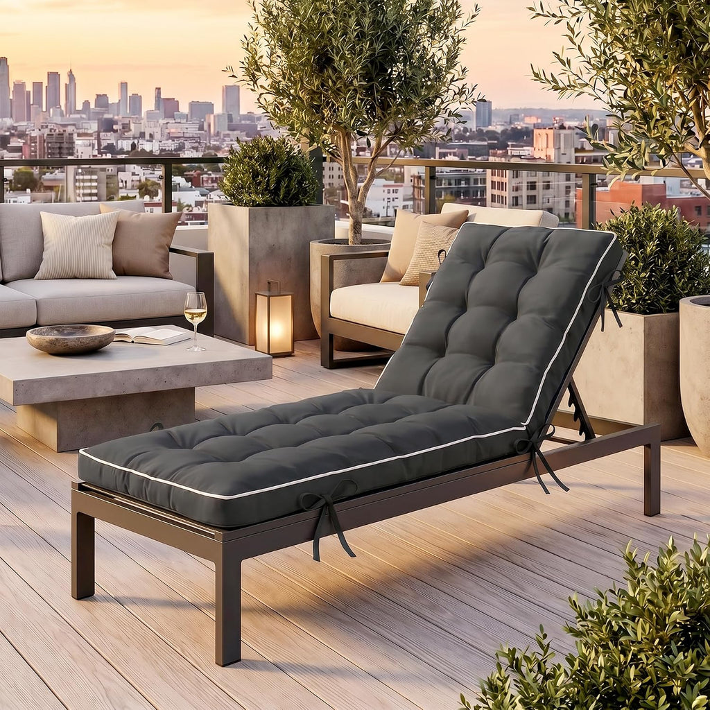 Chaise Lounge Cushion 72x21 Inch Quick Dry - 2 Pack Outdoor Sun Lounger Seat Pad with Shredded Foam for Patio Furniture, Poolside