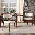Beige Dining Chairs Set of 2, Modern Upholstered Dining Room Chair with Linen Fabric, Farmhouse Kitchen Side Chairs for Home, Apartment, Restaurant, Walnut Metal Legs(Chair Only)