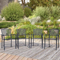 Patio Dining Chairs Set of 4, Black Stackable Outdoor Dining Chairs, Metal Mesh Patio Furniture Set for Garden Backyard Lawn Deck Support Over 300 lbs