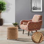 Casafield 17" Round Storage Ottoman with Lid - Cinnamon, Handwoven Water Hyacinth Footstool for Living Room, Bedroom, Bathroom, Home Office