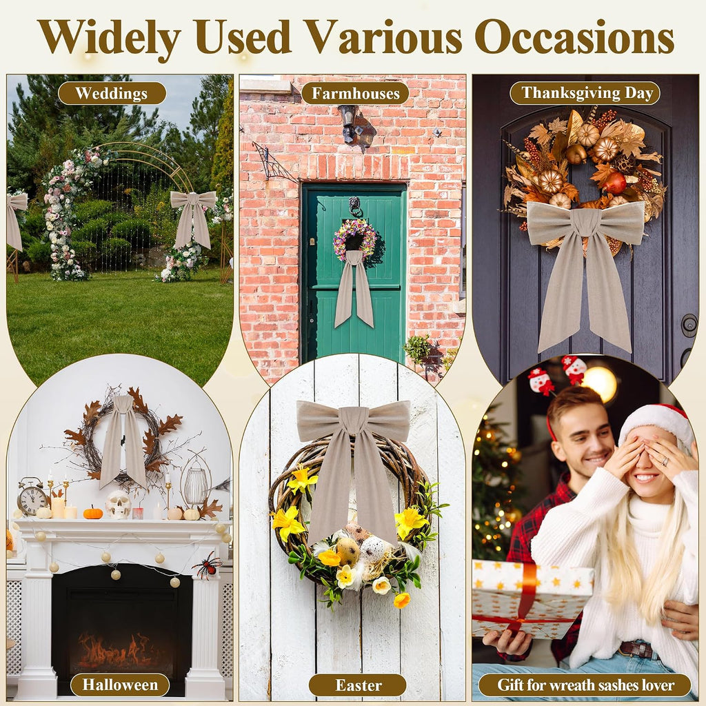 2 Pack Front Door Wreath Blank Sash, Larbeti Burlap Wreath Sashes with 4.7" W×56.7" L, Garland Sash Fit for Farmhouse, Wedding, Holiday to Indoor & Outdoor Decorative, for DIY Embroidery Letter