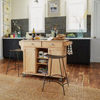 Homestyles General Line Natural Wood Mobile Kitchen Cart