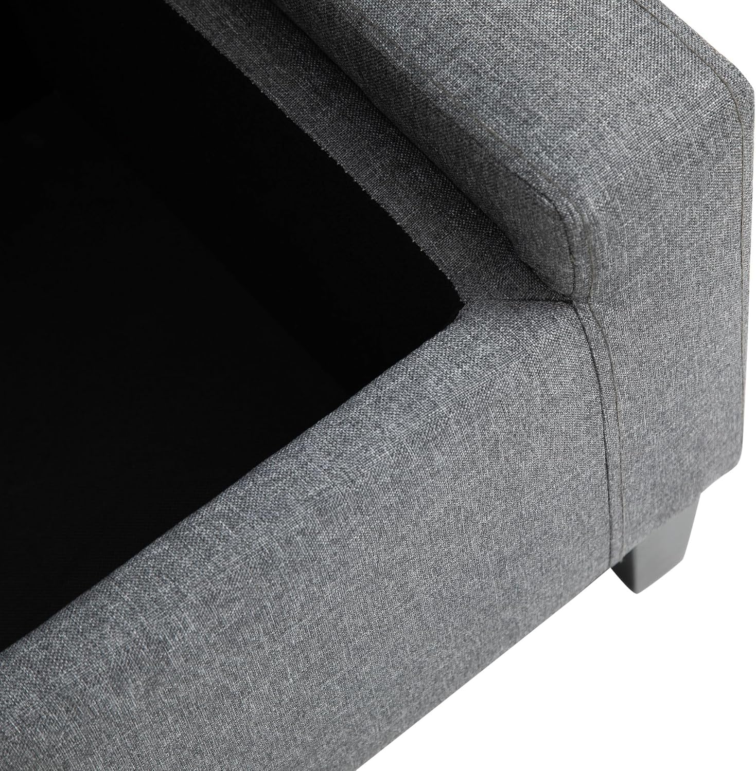 Gray Storage Ottoman with Linen Cover