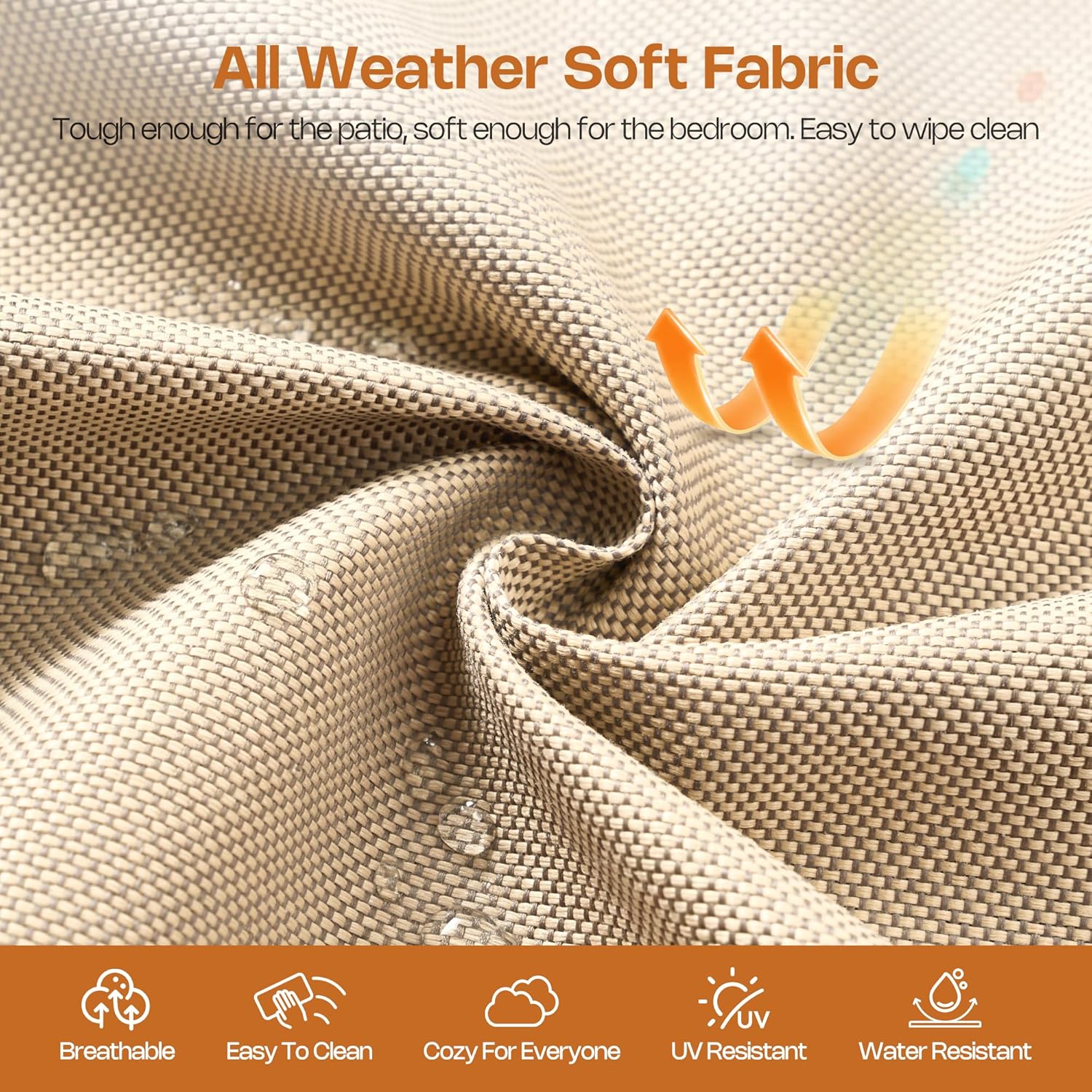 Outdoor Indoor Bean Bag Chair with Ottoman, 2-in-1 Lounge Beanbag with Foam Filling, Waterproof Outdoor Bean Bag & Full-Body Support for Patio Deck Poolside Backyard, Beige