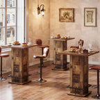 Tribesigns Square Bar Height Table, 39.4" H Counter Height Pub Table, High Top Kitchen Bar Table with Footrest, for Dining Room, Kitchen, Restaurant, Cafe, Pub, Dark Brown