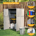 Multi-Function Gray Storage Tower, Measuring 52x28x69 Inches - A Weatherproof Solution for Organizing Tall Tools and Storage