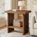 Solid Wood Side Table, 2-Tier End Table with Solid Base, Accent Furniture Bedside Nightstand Storage for Living Room and Bedroom, Small Spaces, Assembly Required