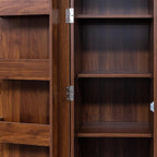 Mid Century Modern Kitchen Pantry Cabinet, 71" Tall Storage Cabinet with Door Racks & Multi-Tier Shelves, Rustic Wood Cupboard for Kitchen, Dining Room, Walnut