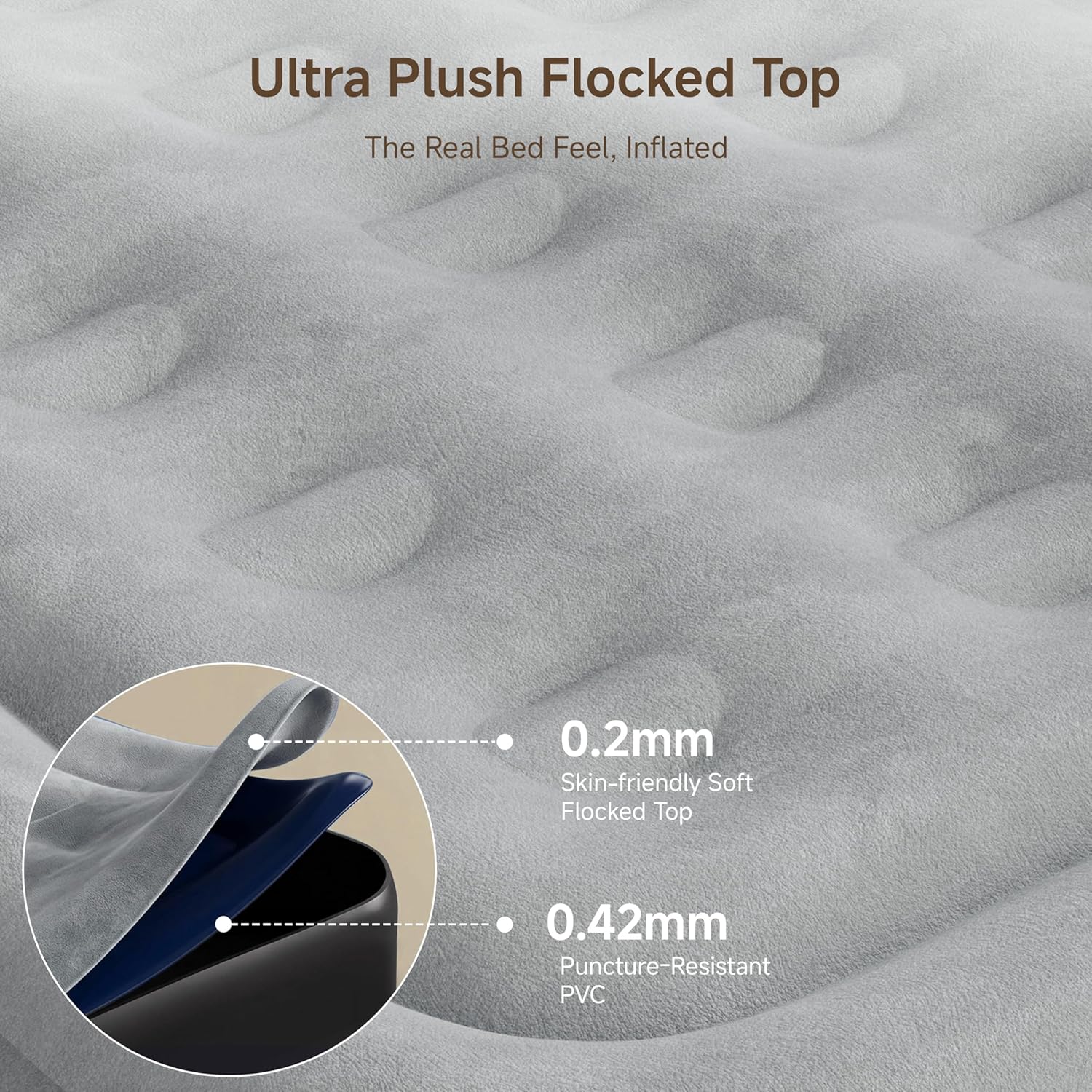 Sebor Air Mattress Twin with Built-in Pump 18", Comfortable Self-Inflating Air Mattress with High-Speed Pump, Durable Blow Up Mattress Twin with Storage Bag for Guests, Camping, Travel