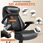 600LBS Large Big and Tall Office Chair, Heavy Duty Wide Ergonomic Gaming Office Chair with 5D Flip Arms, Comfy PU Leather Executive Office Desk Chair, Extra Wide Padded Seat, Adjustable Lumbar