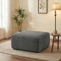POEM PANDA 37" Modular Boneless Ottomans for Living Room, Grey Soft Plush Corduroy Small Ottoman Foot Stool, Multi-Use Otoman Foot Rest for Couch & Bedroom Ottoman Seat.