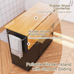 SUNLEI Kitchen Island on Wheels with Storage Cabinet & Foldable Drop Leaf, Rolling Kitchen Table, Cart Handle for Towel Rack, Drop Leaf, Portable Islands for Kitchen (Classic Black, 39.7-INCH)…