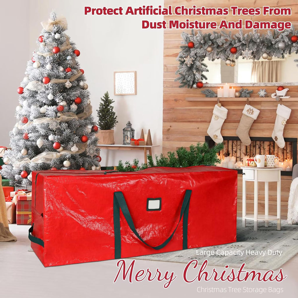 Large Christmas Tree Storage Bags Heavy Duty Tree Bags Holiday Storage Bags Protects From Moisture Or Dust,Alternative To Xmas Tree Storage Box (Red, 7.5 Ft)