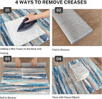 Lansny Abstract Runner Rug 2x6, Blue Washable Hallway Runner Rug Non-Slip, Soft Printed Kitchen Runner, Thin Faux Wool Runners for Hallways, Modern Floor Carpet for Entryway Bedroom Hall Indoor