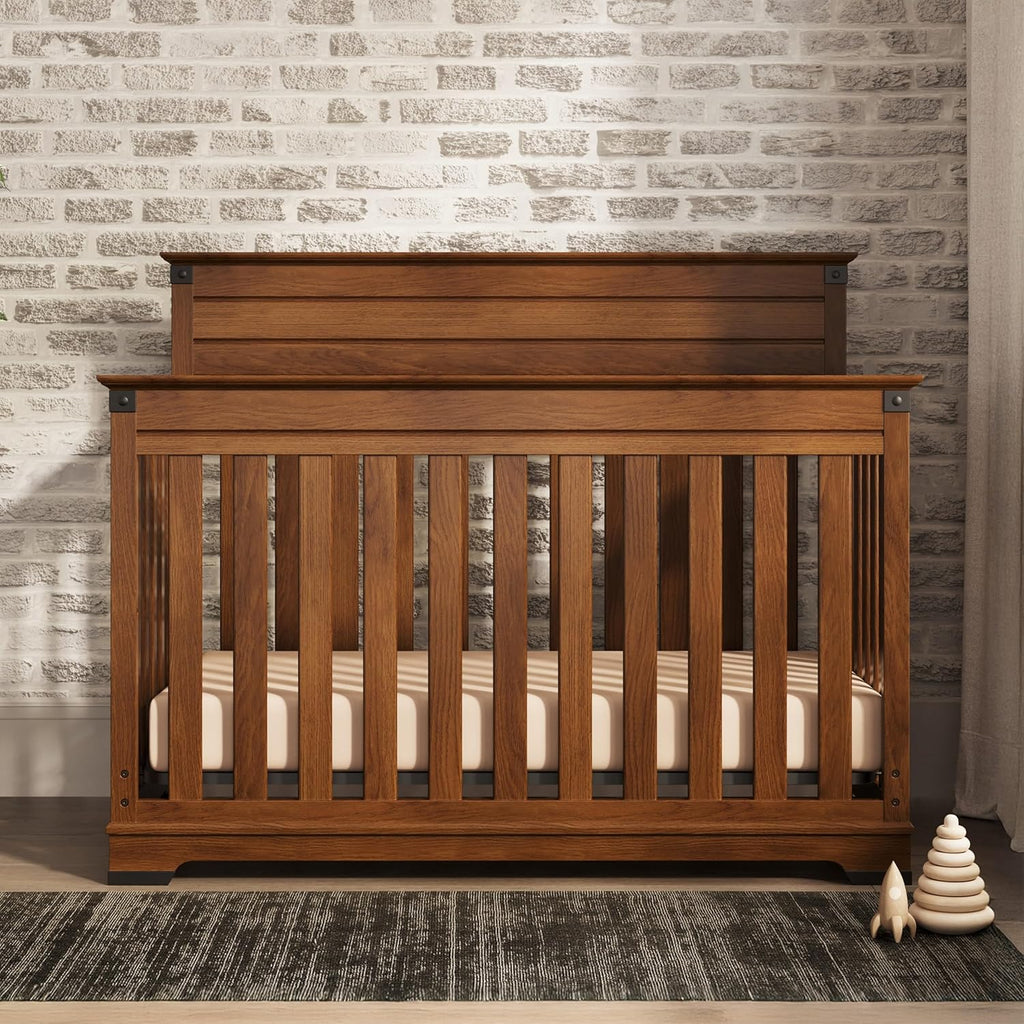 Child Craft Redmond 3-Piece Nursery Set, Includes 4-in-1 Convertible Crib, Dresser, and Chest (Coach Cherry)