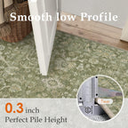 HUGEAR 2x6 Washable Vintage Runner Rug Green Neutral Distressed Low Pile Non Slip Soft Long Area Carpet Indoor Hallway Throw Rug for Entrance Kitchen Bathroom Laundry Living Room