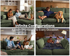115" Oversized Corduroy Couch Modular Sectional Sofa, Washable Cloud Couch Sectional with 3 Ottoman, 6 Seater Sectional Couches for Living Room, Fully Cover Removable, Sleeper Sofa, Corduroy, Green
