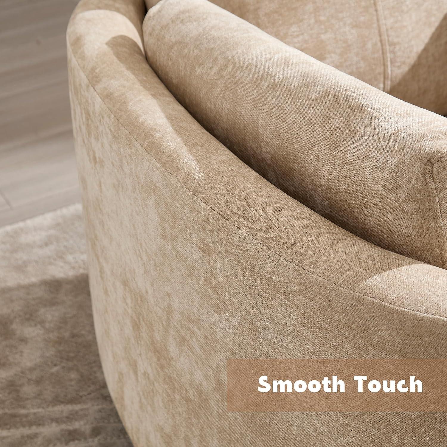 Manual Recliner 360°Swivel Rocking Glider Chair,Upholstered Nursery Adult Recliner Rocker Glider Chair with 2 Pillows for Living Room Bedroom Apartment(Khaki,Manual Operation)