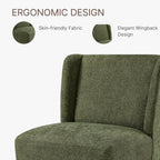 KISLOT Dining Chairs with Casters Require Assembly Upholstered Wingback Single Sofa Armless Deskchair for Bedroom Waiting Room Kitchen Diningroom