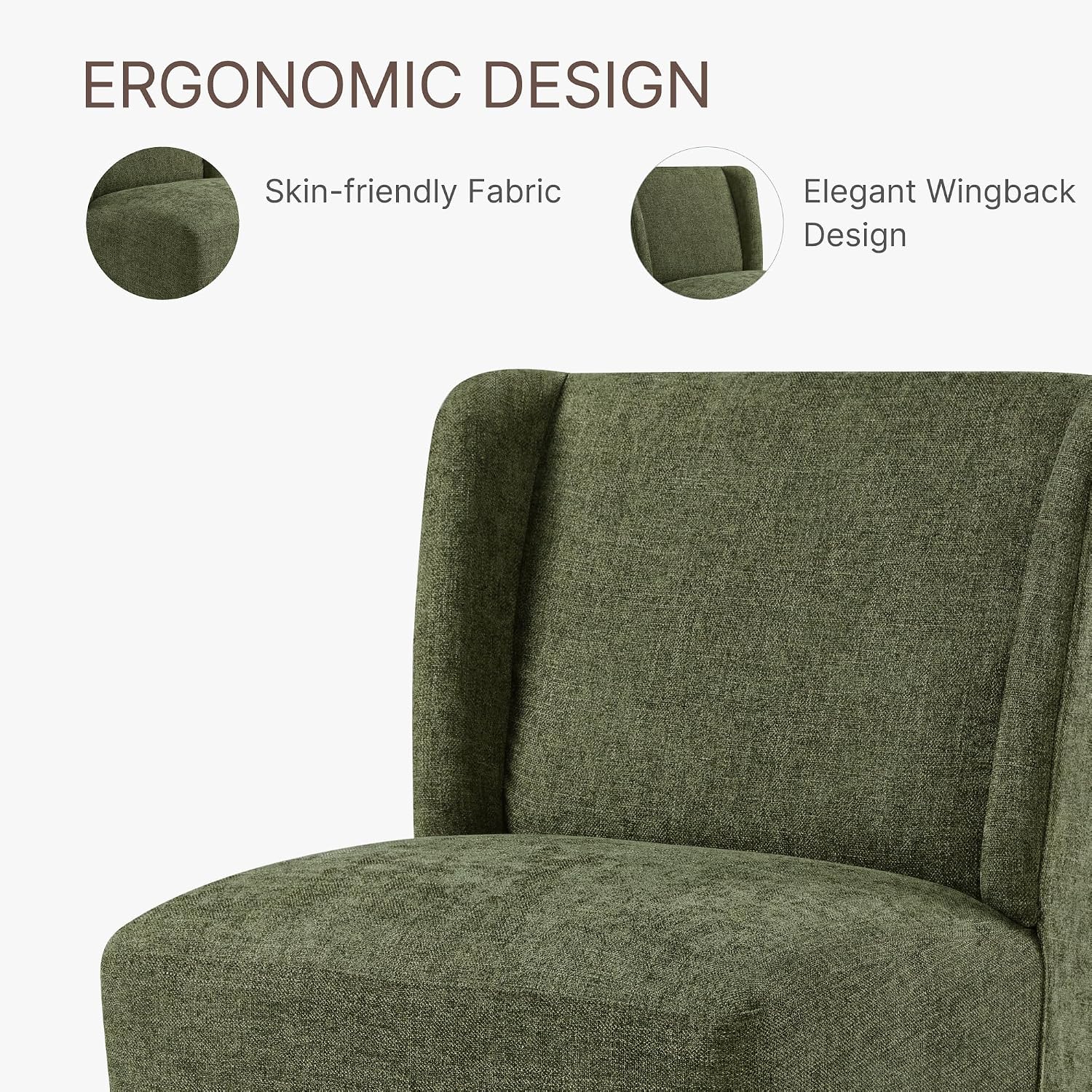 KISLOT Dining Chairs with Casters Require Assembly Upholstered Wingback Single Sofa Armless Deskchair for Bedroom Waiting Room Kitchen Diningroom