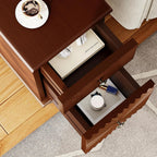 Narrow End Table with Charging Station，Modern Sofa Side Table with 2 Drawers，Narrow Side Tables with Storage Cabinet, Wood Slim Nightstand, End Tables for Living Room, Bedroom