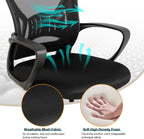 Office Desk Chair with Sled Base Set of 10,Mesh Conference Room Chairs No Wheels,Ergonomic Computer Chair with Lumbar Suppor,Office Guest Reception Waiting Room Chair,Black
