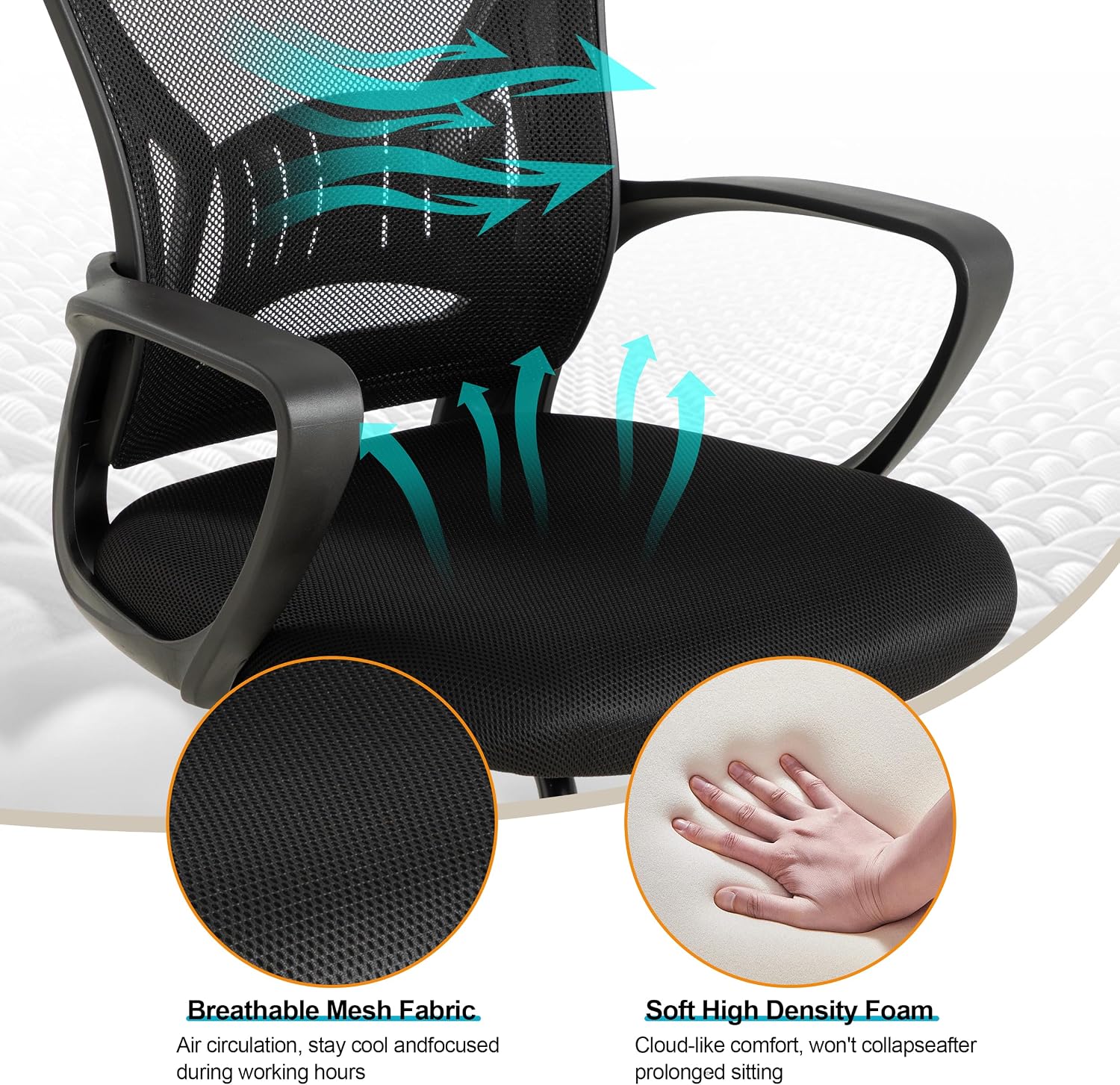Office Desk Chair with Sled Base Set of 10,Mesh Conference Room Chairs No Wheels,Ergonomic Computer Chair with Lumbar Suppor,Office Guest Reception Waiting Room Chair,Black