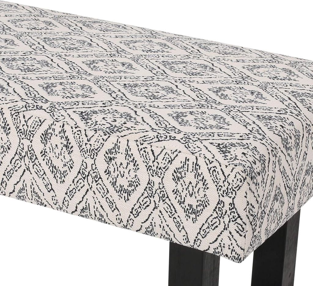 Cassie Boho Fabric Bench, Black Print